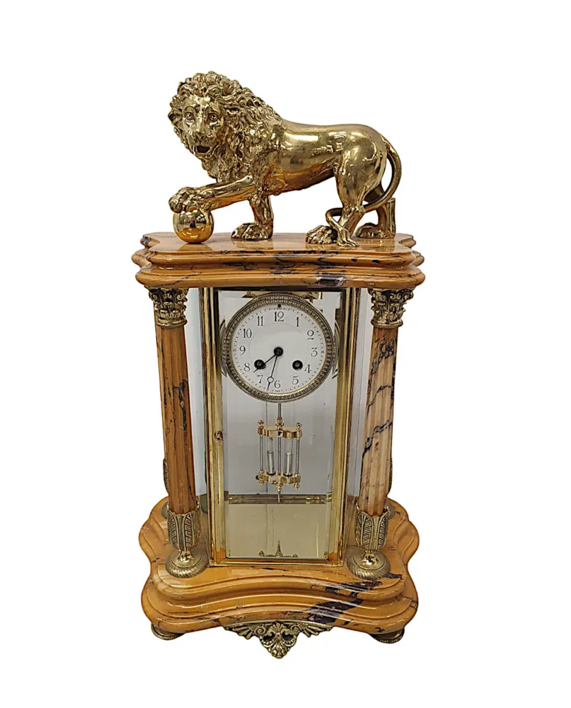 A Very Fine 19th Century Sienna Marble Clock Garniture Set