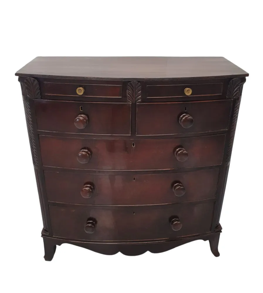 A Gorgeous 19th Century Bow Front Chest of Drawers