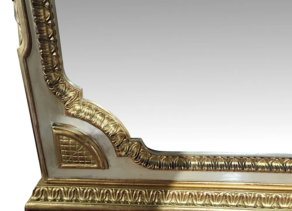 A Very Fine Early 20th Century French Parcel Gilt Marble Top Console Table and Matching Giltwood Mirror