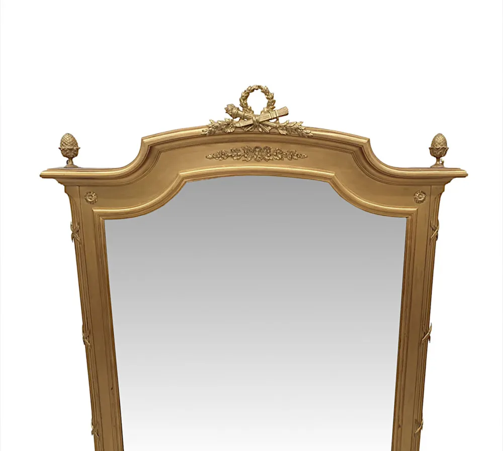 A Gorgeous 19th Century Brass Mounted Giltwood Overmantle Mirror