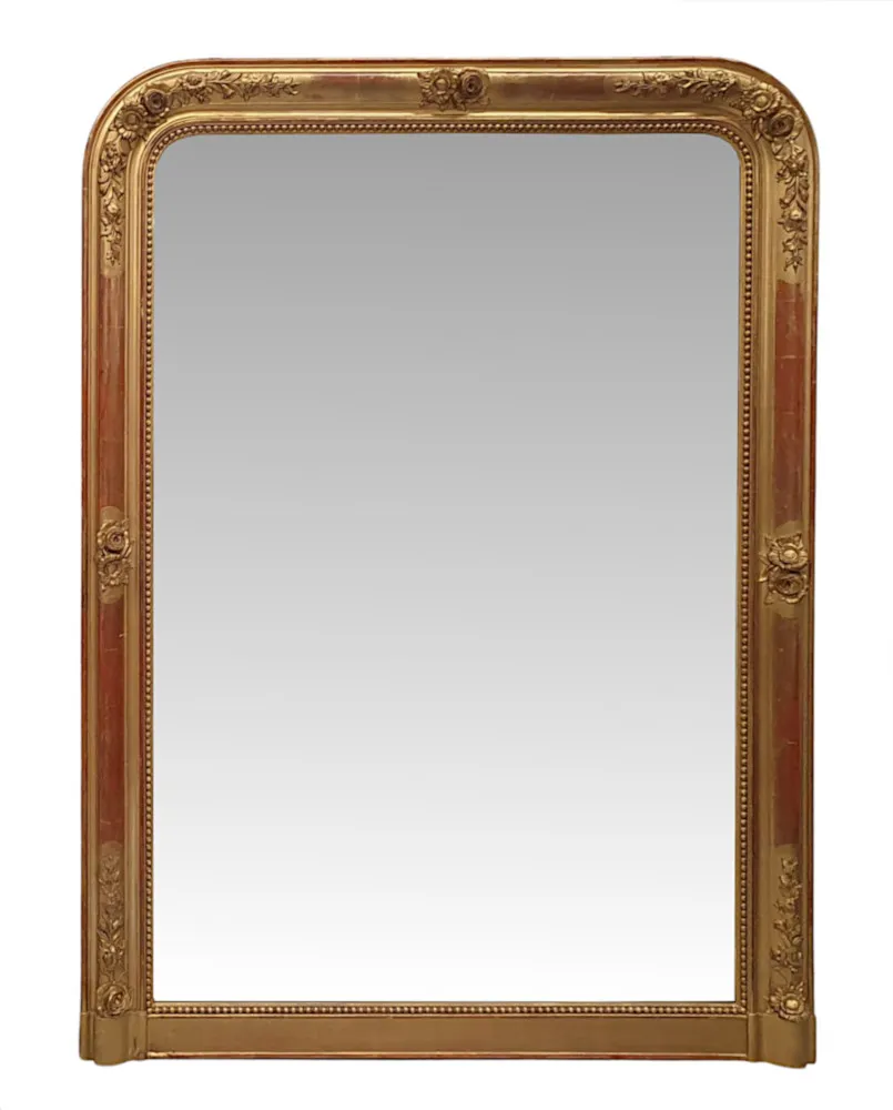 A Fabulous Near Pair of 19th Century Giltwood Overmantle Mirrors