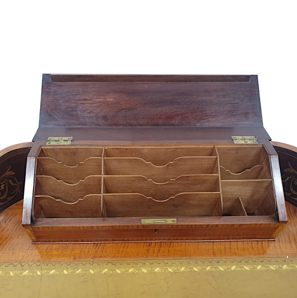 A Fine and Unusual Edwardian Inlaid Leather Top Desk