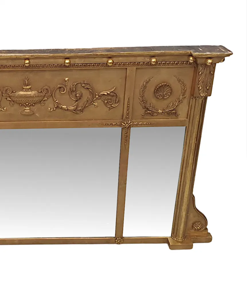 A Fabulous Edwardian Giltwood Overmantle Mirror in the Manner of Adams