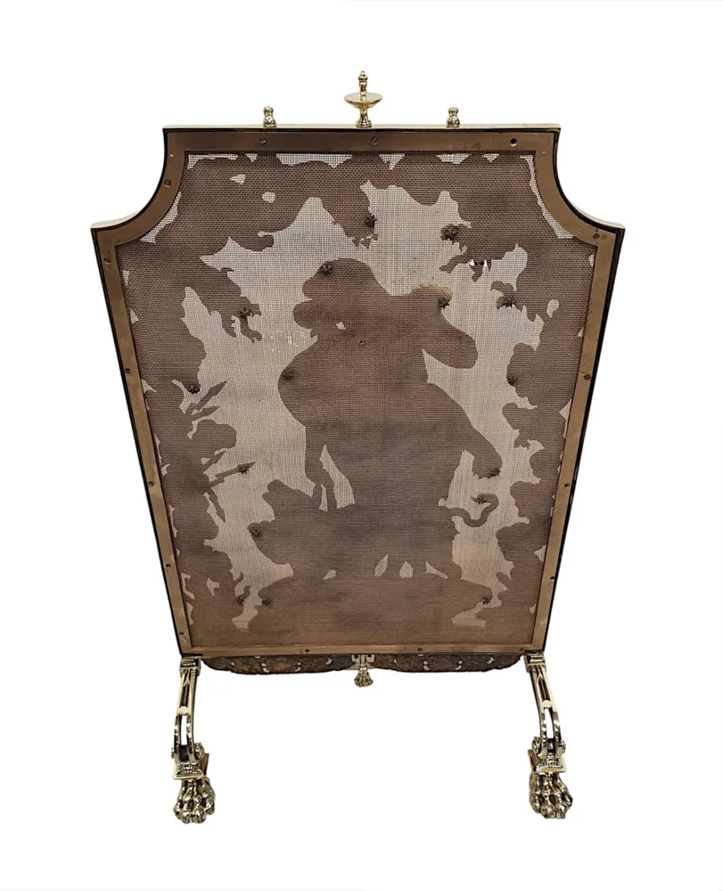 A Very Rare and Fine Large 19th Century Brass Fire Screen