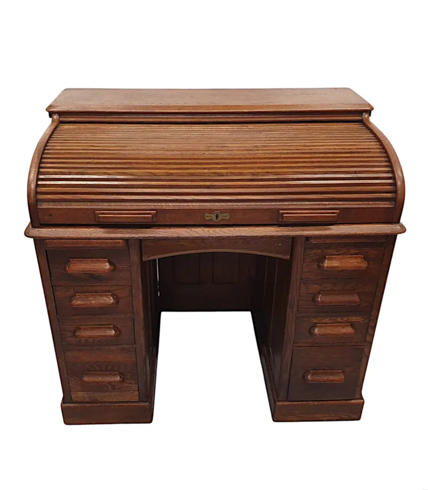 A Superb 1920s Oak Roll Top Desk