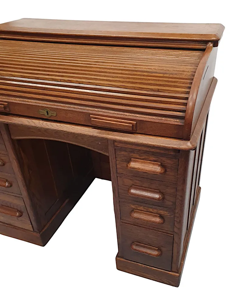 A Superb 1920s Oak Roll Top Desk