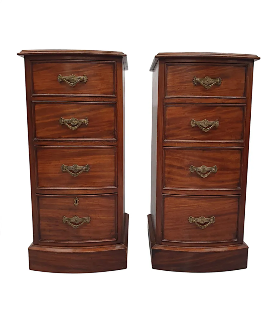 A Very Fine Pair of Large 19th Century Bow Fronted Bedside Chests
