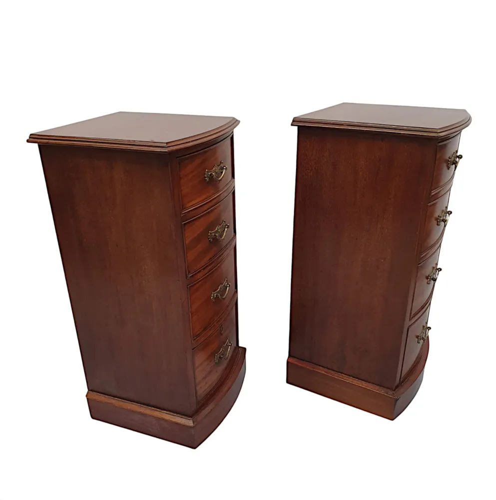 A Very Fine Pair of Large 19th Century Bow Fronted Bedside Chests