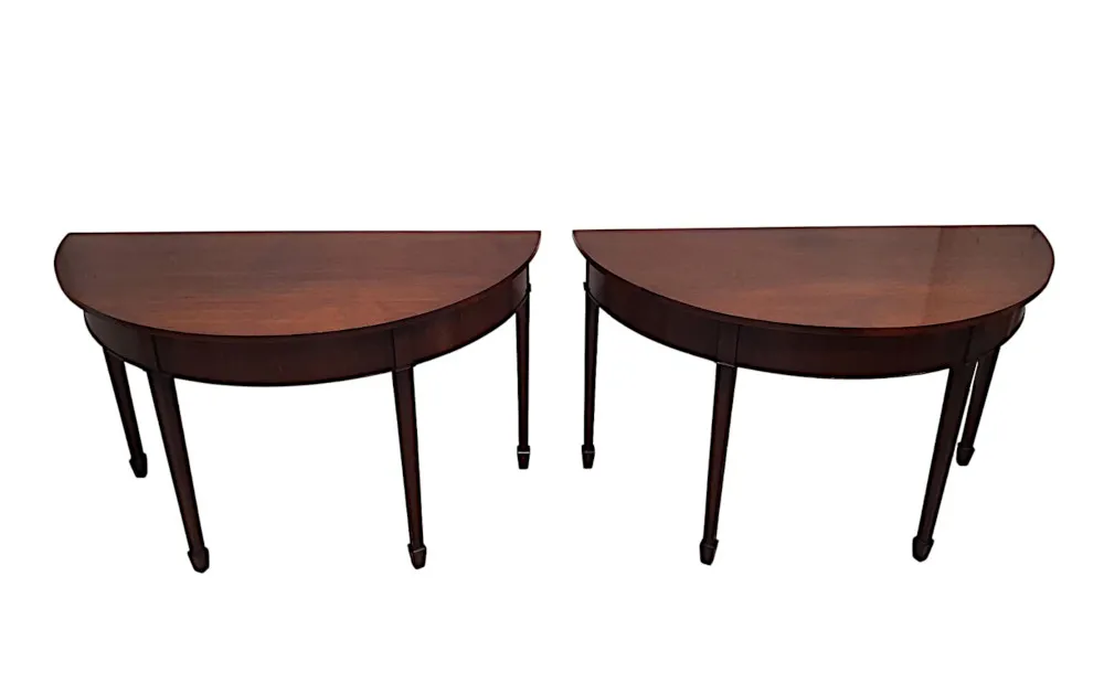 A Very Fine Pair of Edwardian Demi Lune Side Tables