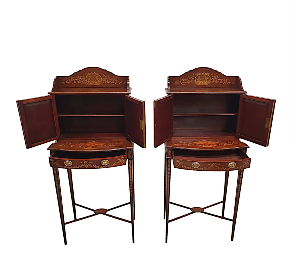An Extremely Rare Pair of Exceptional Edwardian Side Cabinets Attributed to Edward and Roberts