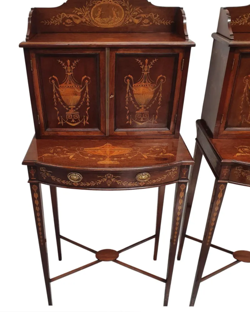 An Extremely Rare Pair of Exceptional Edwardian Side Cabinets Attributed to Edward and Roberts