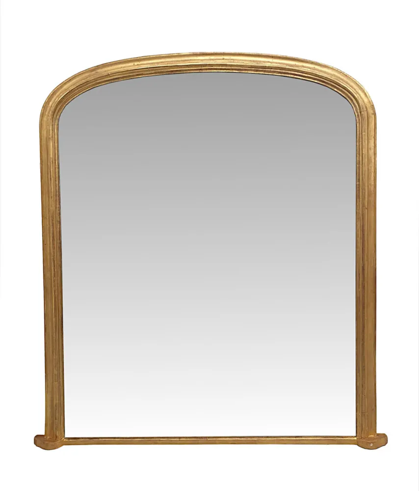 A Fine 19th Century Giltwood Arch Top Overmantle Mirror