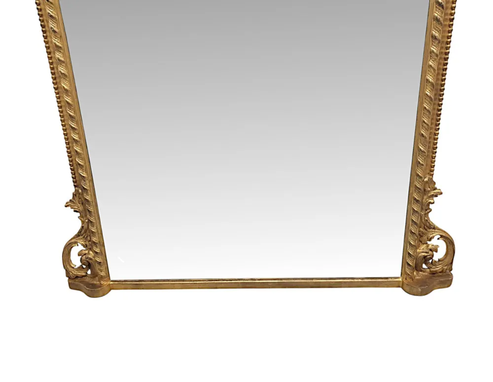 A Gorgeous Large 19th Century Giltwood Overmantle Mirror