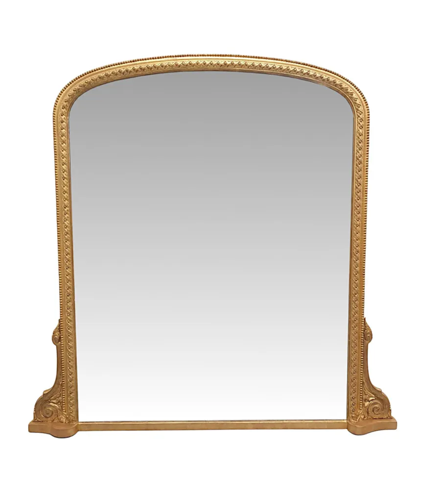 A Stunning 19th Century Arch Top Overmantle Mirror
