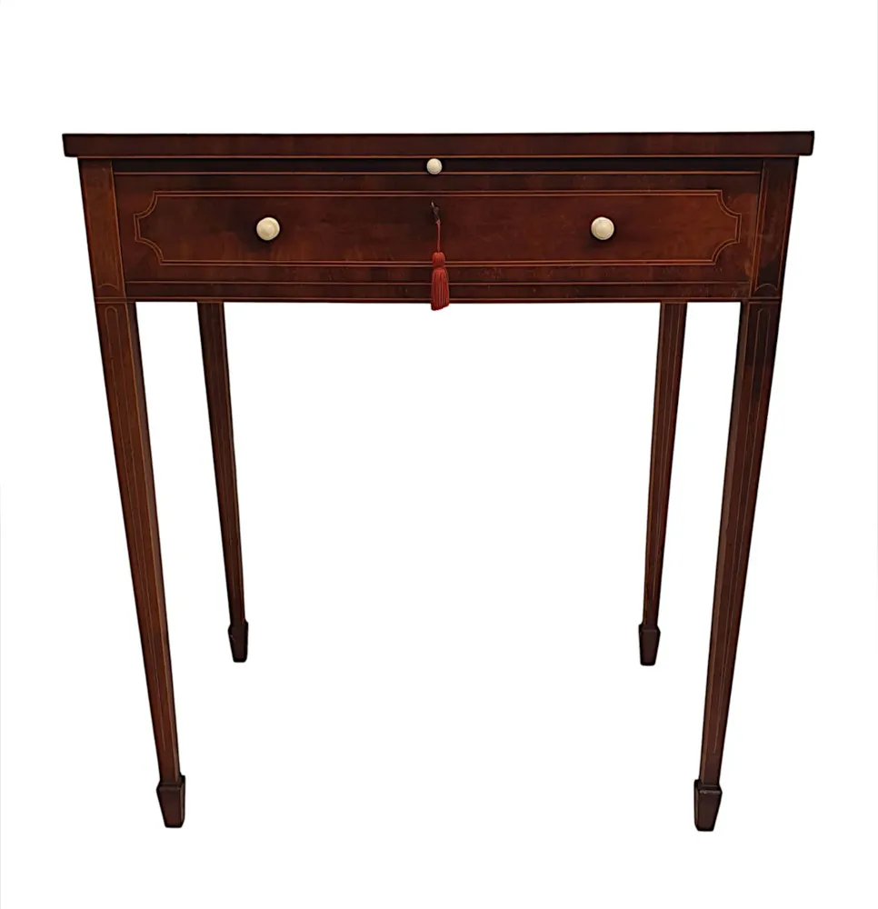 A Gorgeous Edwardian Inlaid Side or Writing Table by Hampton and Sons