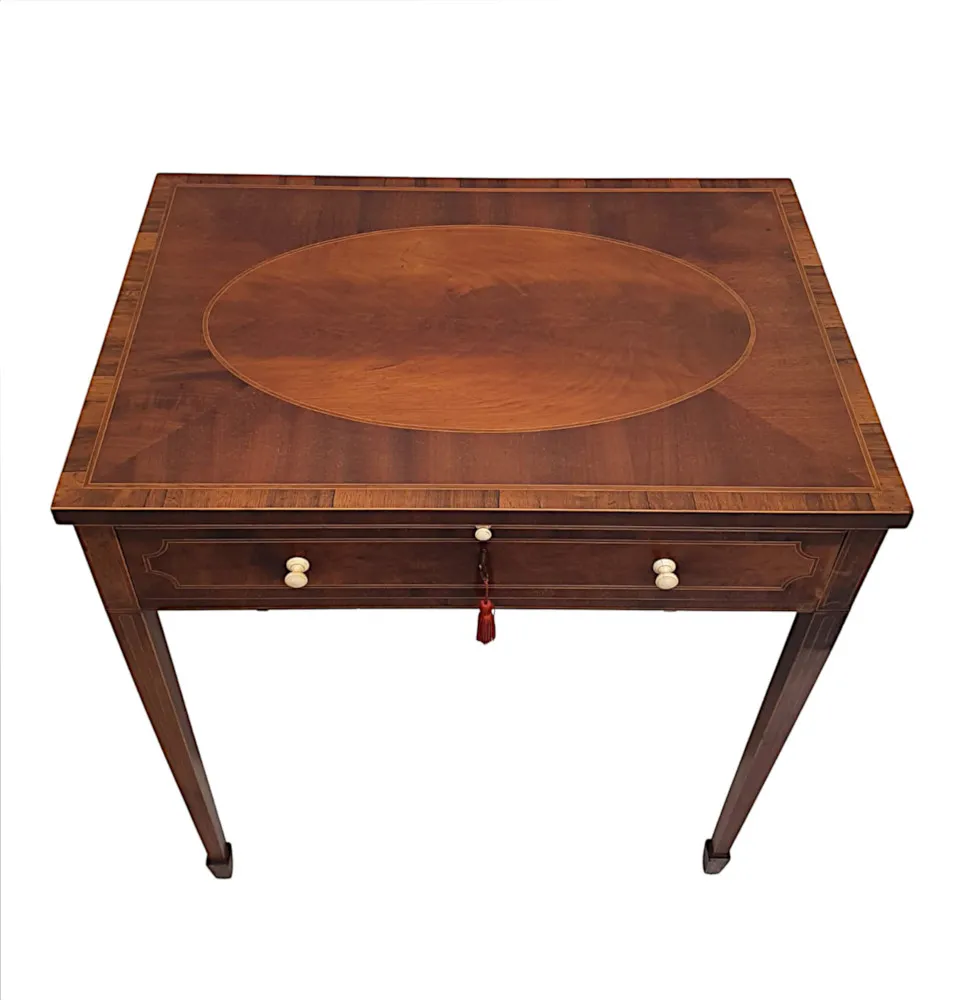 A Gorgeous Edwardian Inlaid Side or Writing Table by Hampton and Sons