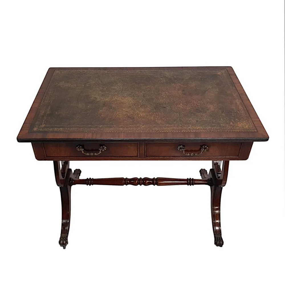 A Very Fine 1920s Leather Top Desk or Sofa Table