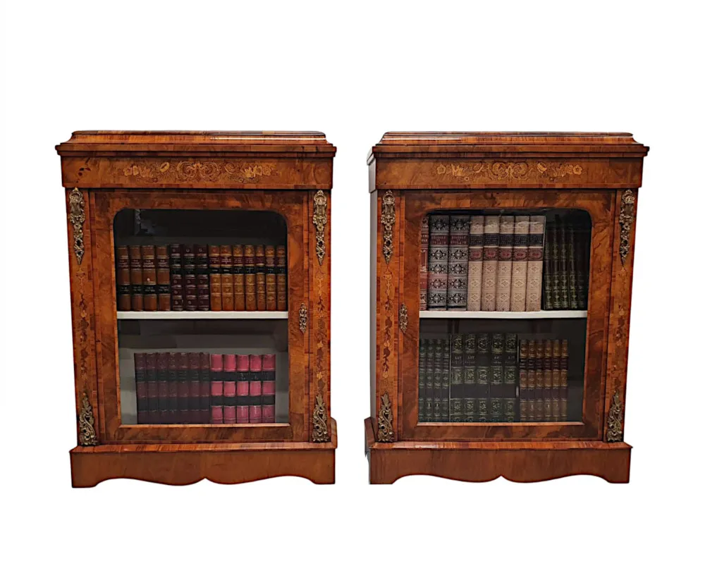 An Exceptional Pair of Rare 19th Century Pier Cabinets or Bookcases