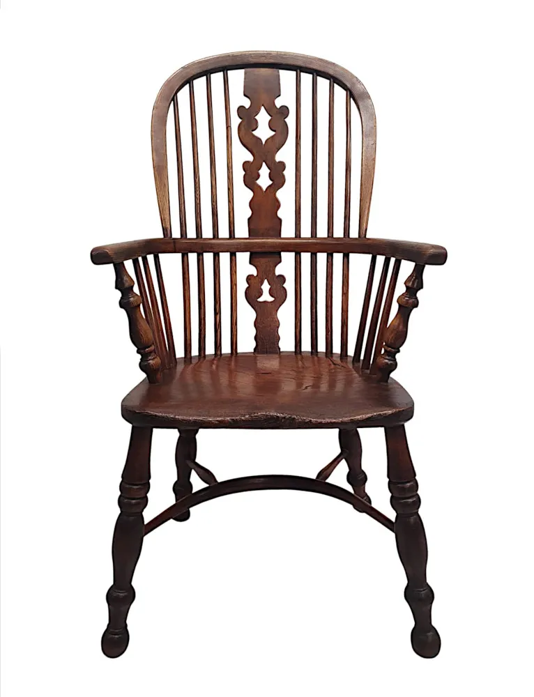 A Very Rare and Fine 19th Century High Back Windsor Arm Chair