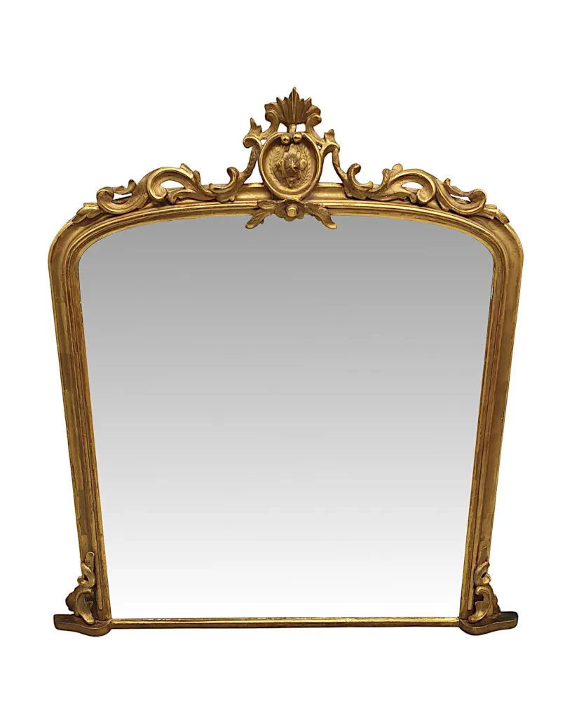 A Fabulous 19th Century Giltwood Arch Top Overmantle Mirror