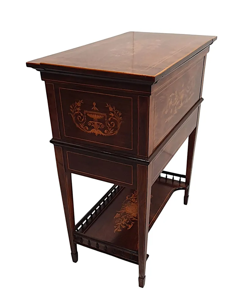 A Very Rare and Fine Edwardian Marquetry Inlaid Desk by John Bagshaw and Sons