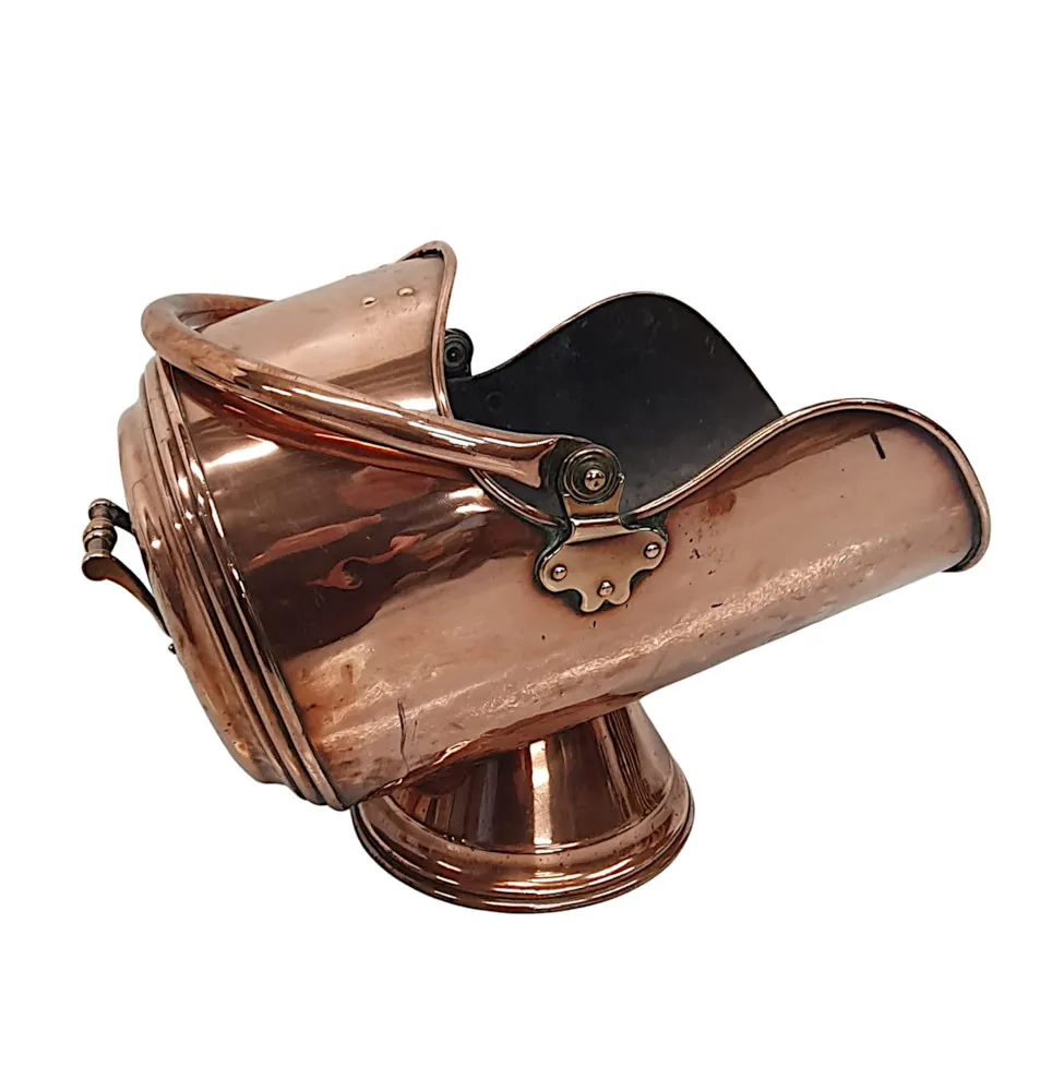 A Fabulous 19th Century Copper Helmet Coal Scuttle