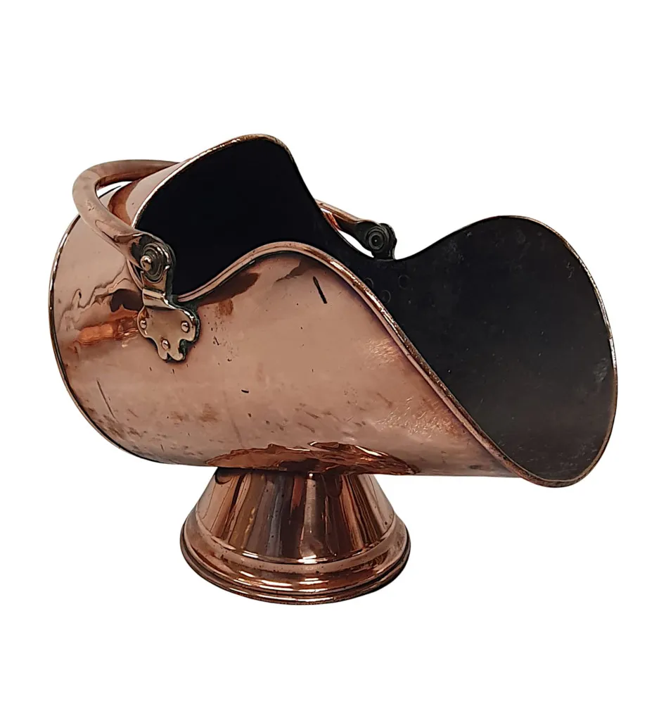 A Lovely 19th Century Copper Helmet Coal Scuttle 
