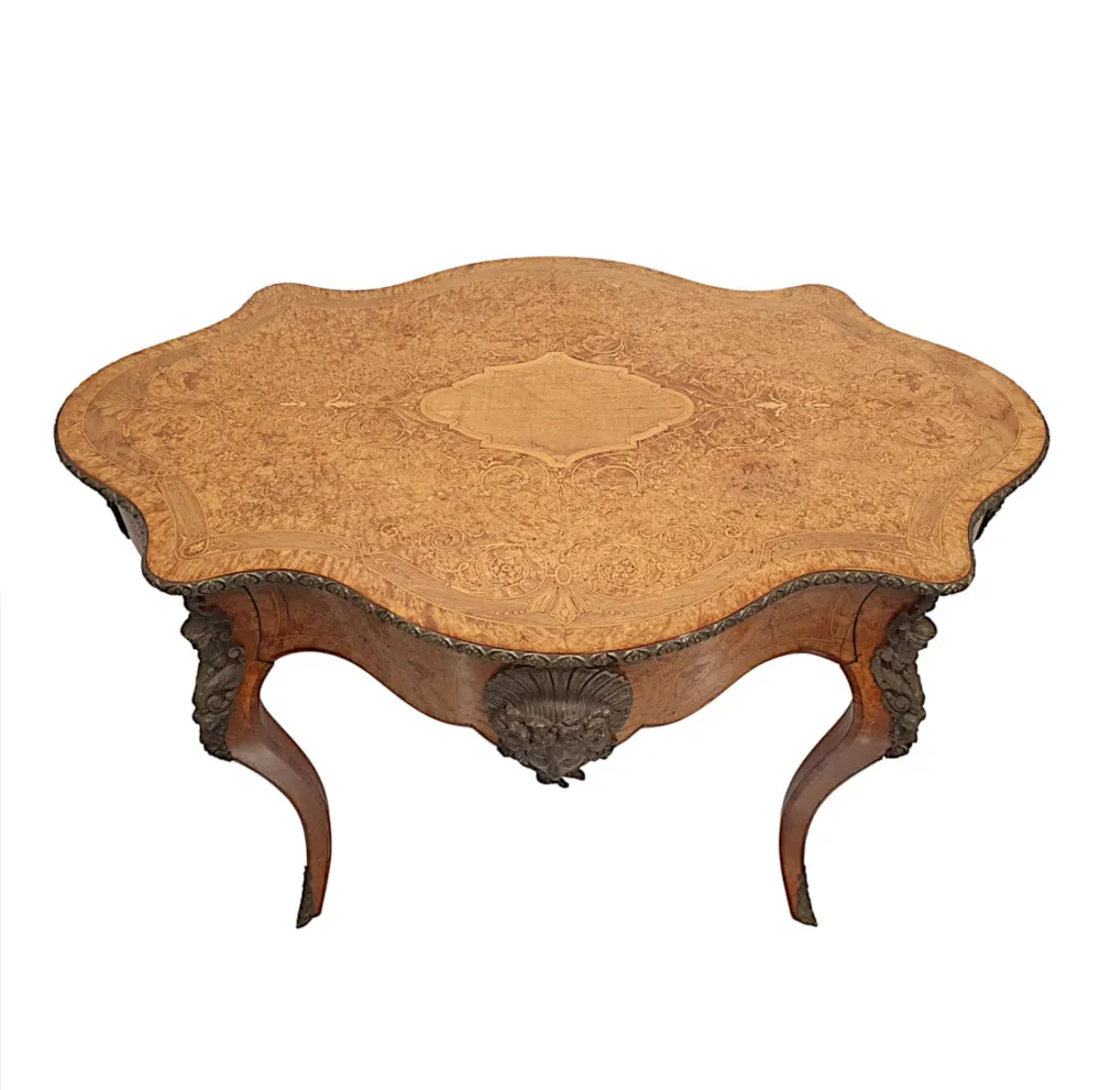 A Very Fine 19th Century Marquetry Inlaid Desk or Library Centre Table 