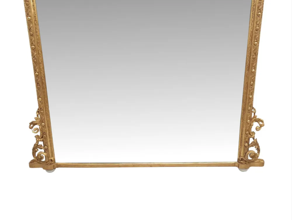 A Very Fine and Rare Large 19th Century Giltwood Overmantle Mirror