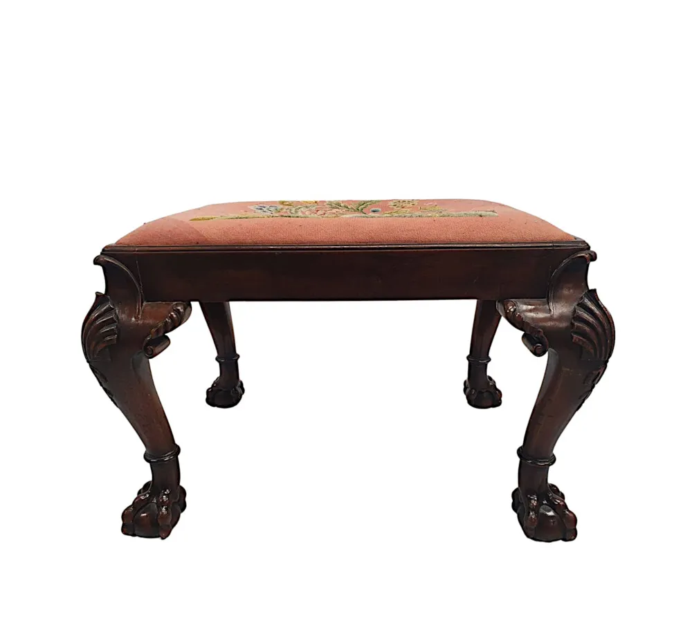 A Very Fine 19th Century Irish Stool with Shell Detail