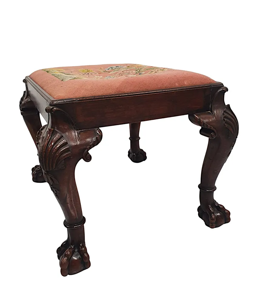 A Very Fine 19th Century Irish Stool with Shell Detail