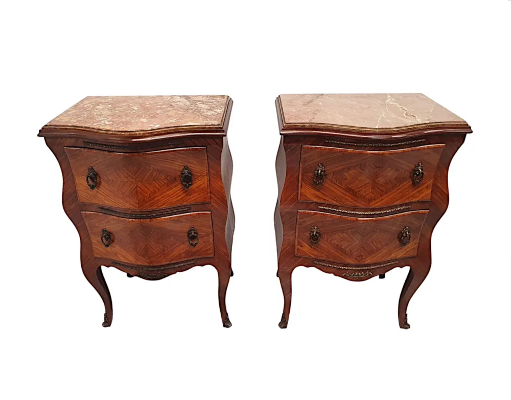 A Very Fine 19th Century Pair of Large Marble Top Chests 