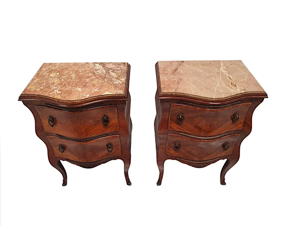 A Very Fine 19th Century Pair of Large Marble Top Chests 