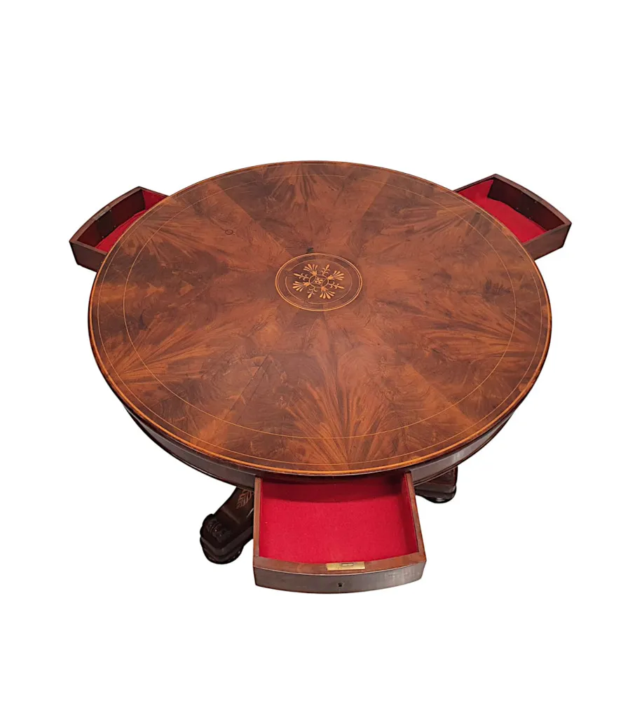 A Rare 19th Century Flame Mahogany Inlaid Centre Table 