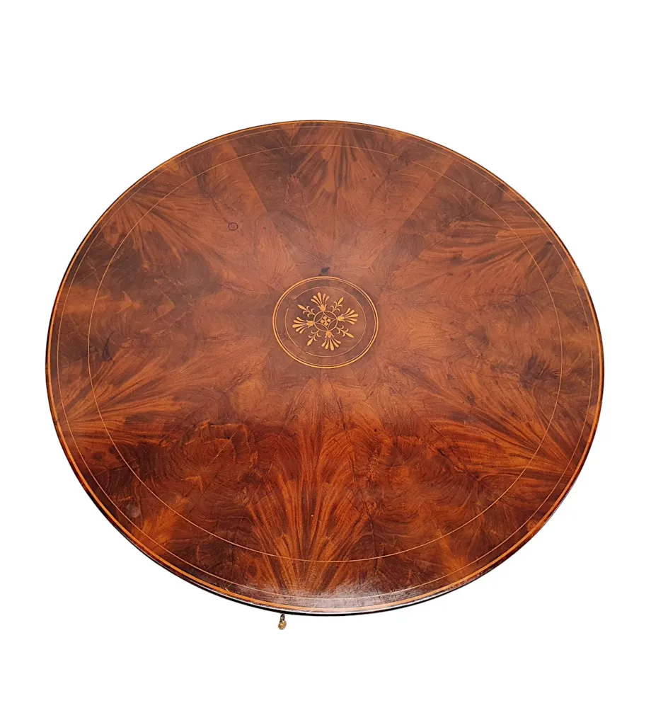 A Rare 19th Century Flame Mahogany Inlaid Centre Table 