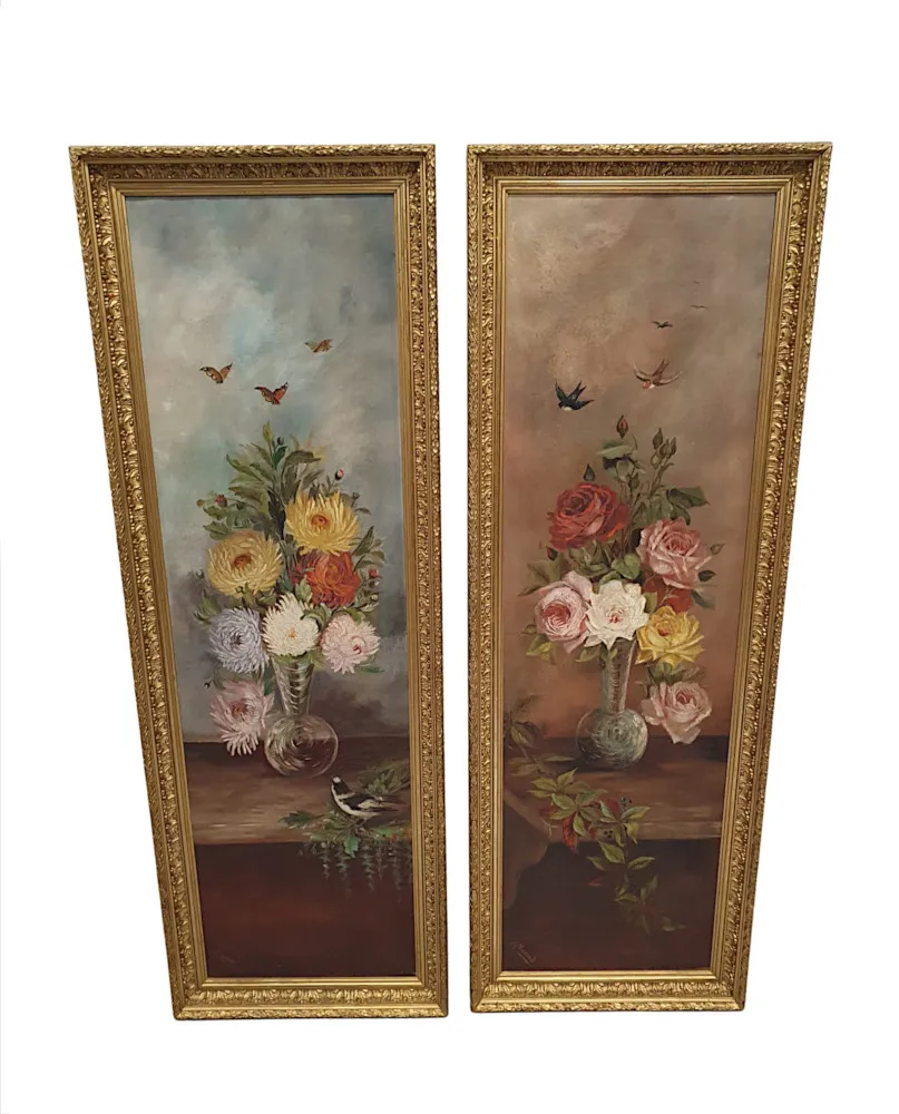 A Lovely Giltwood Framed Pair of Early 20th Century Still Life Paintings signed A Mairant