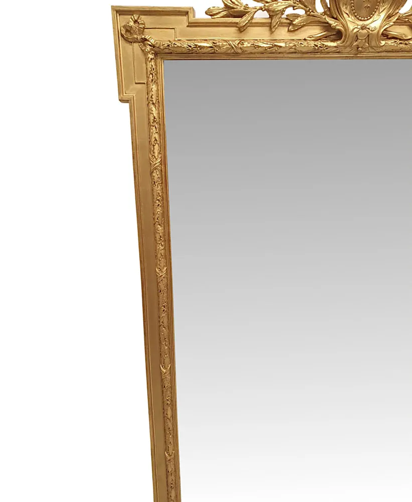 A Stunning Large Size 19th Century Giltwood Overmantle Mirror 