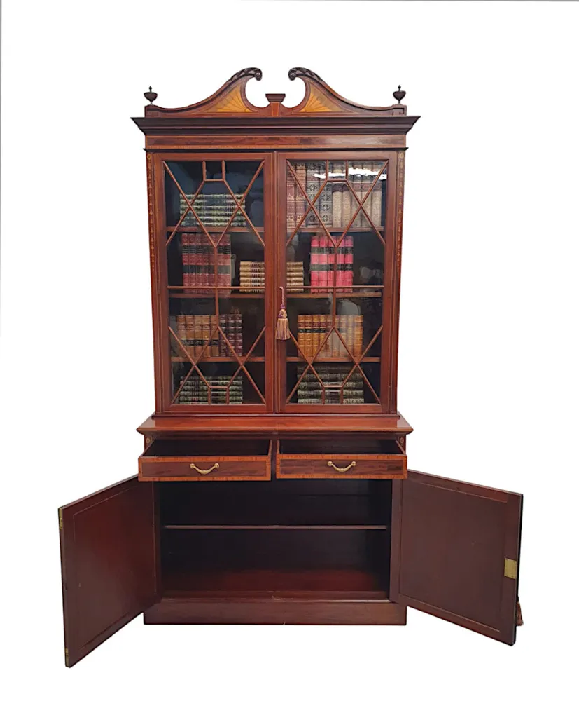  A Stunning Edwardian Inlaid Bookcase by S and H Jewell London
