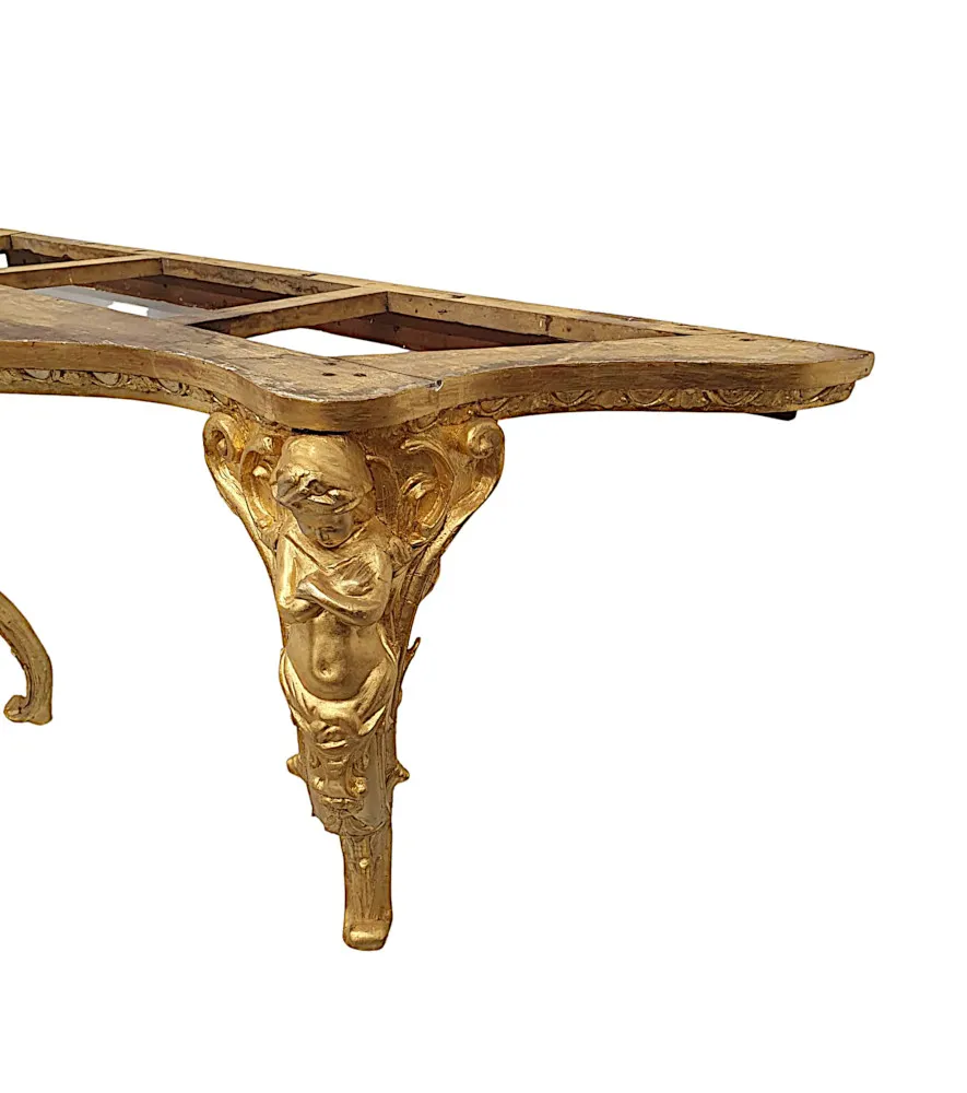 A Very Fine and Rare 19th Century Marble Top Giltwood Console Table 