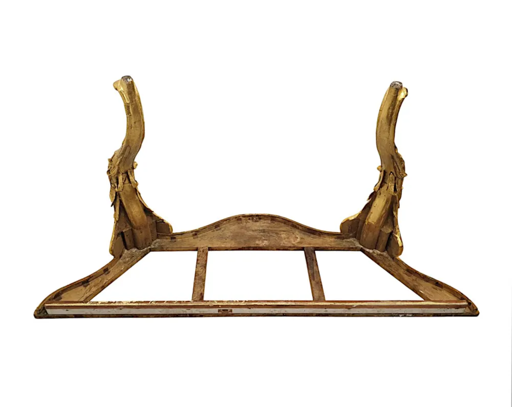 A Very Fine and Rare 19th Century Marble Top Giltwood Console Table 