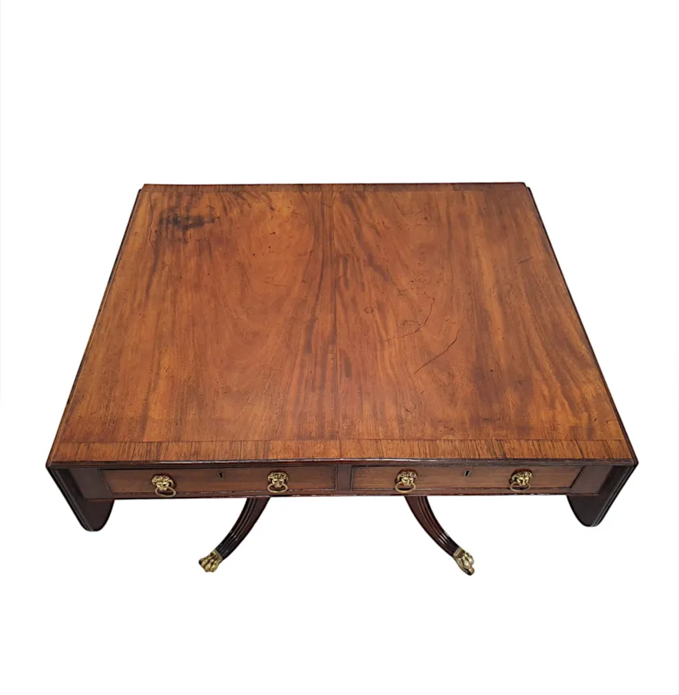A Very Rare and Fine Irish Georgian Sofa Table Stamped Gillington of Dublin