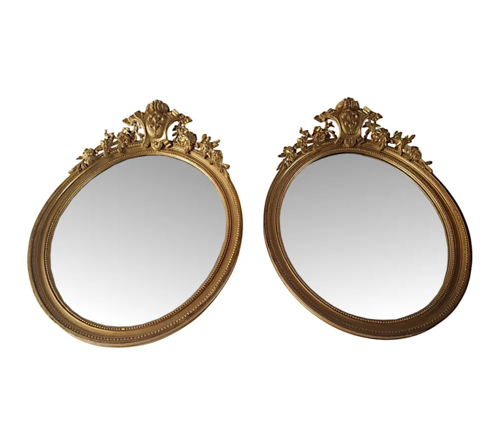 A Very Rare and Fine Pair of 19th Century Giltwood Pier Mirrors