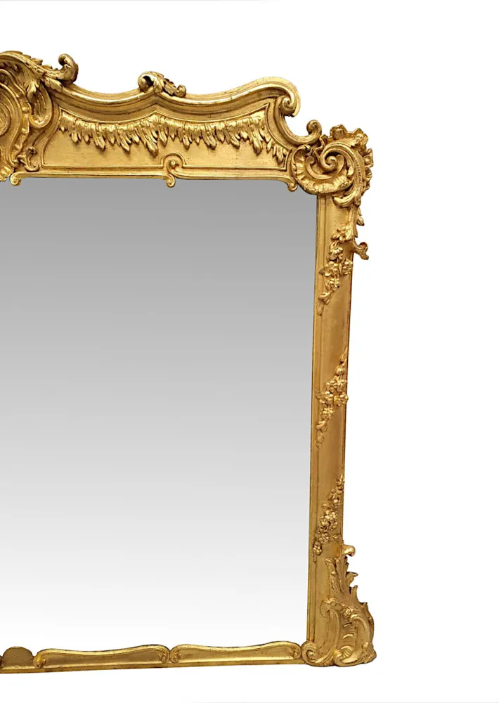  A Very Fine Large 19th Century Giltwood Overmantle Mirror