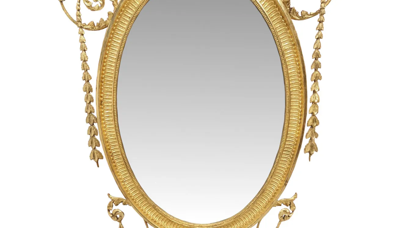 A Very Rare and Fine Late 19th Century Giltwood Mirror after Adams 