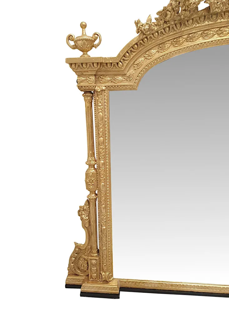 A Very Rare and Impressive 19th Century Giltwood Overmantle Mirror
