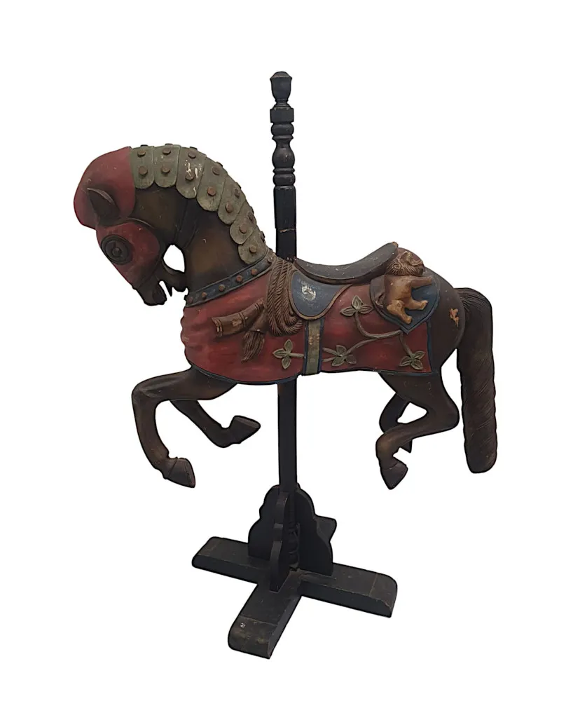 A Very Rare Early 20th Century Carousel Horse Mounted on Stand