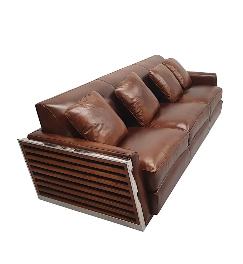 A Fabulous Leather and Chrome  Sofa in the Art Deco Style