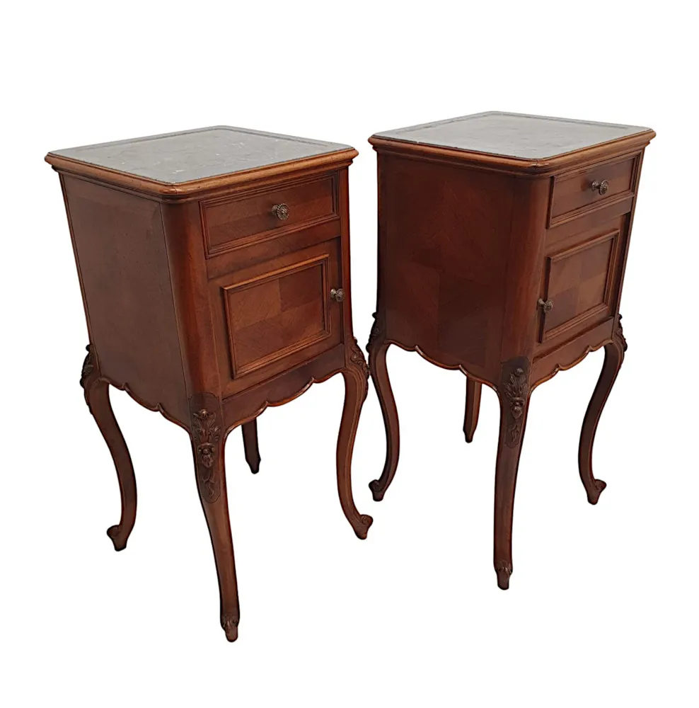  A Fabulous Pair of 19th Century Marble Top Bedside Tables 