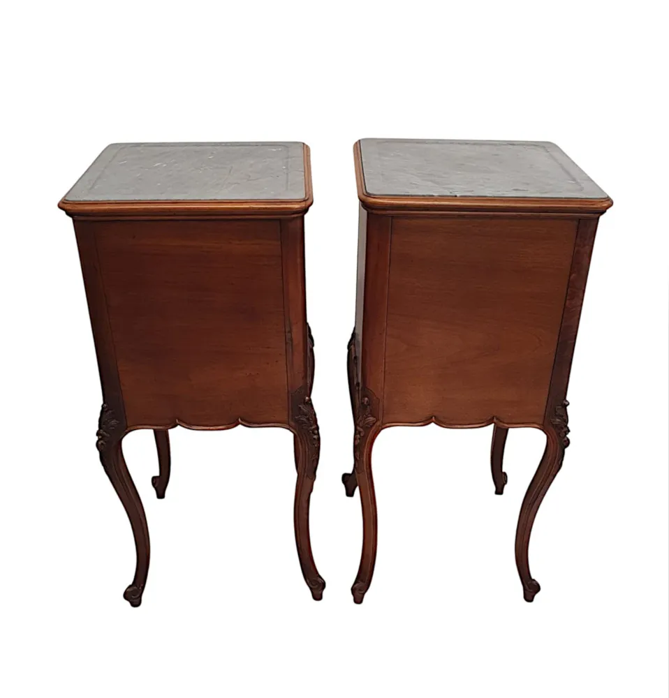  A Fabulous Pair of 19th Century Marble Top Bedside Tables 