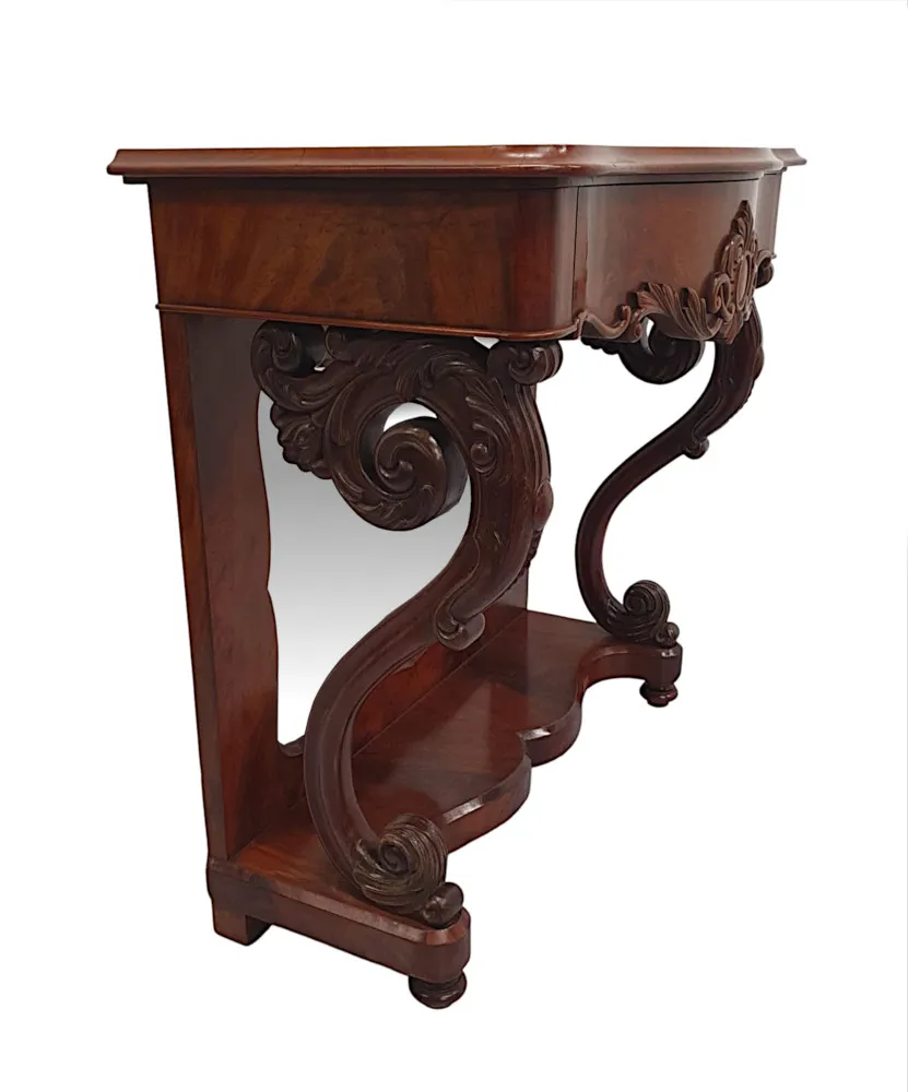  A Very Fine 19th Century Flame Mahogany Mirror Back Console Table 